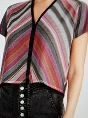 Rachel Roy Striped Pink and Orange Women’s Sleevless Top